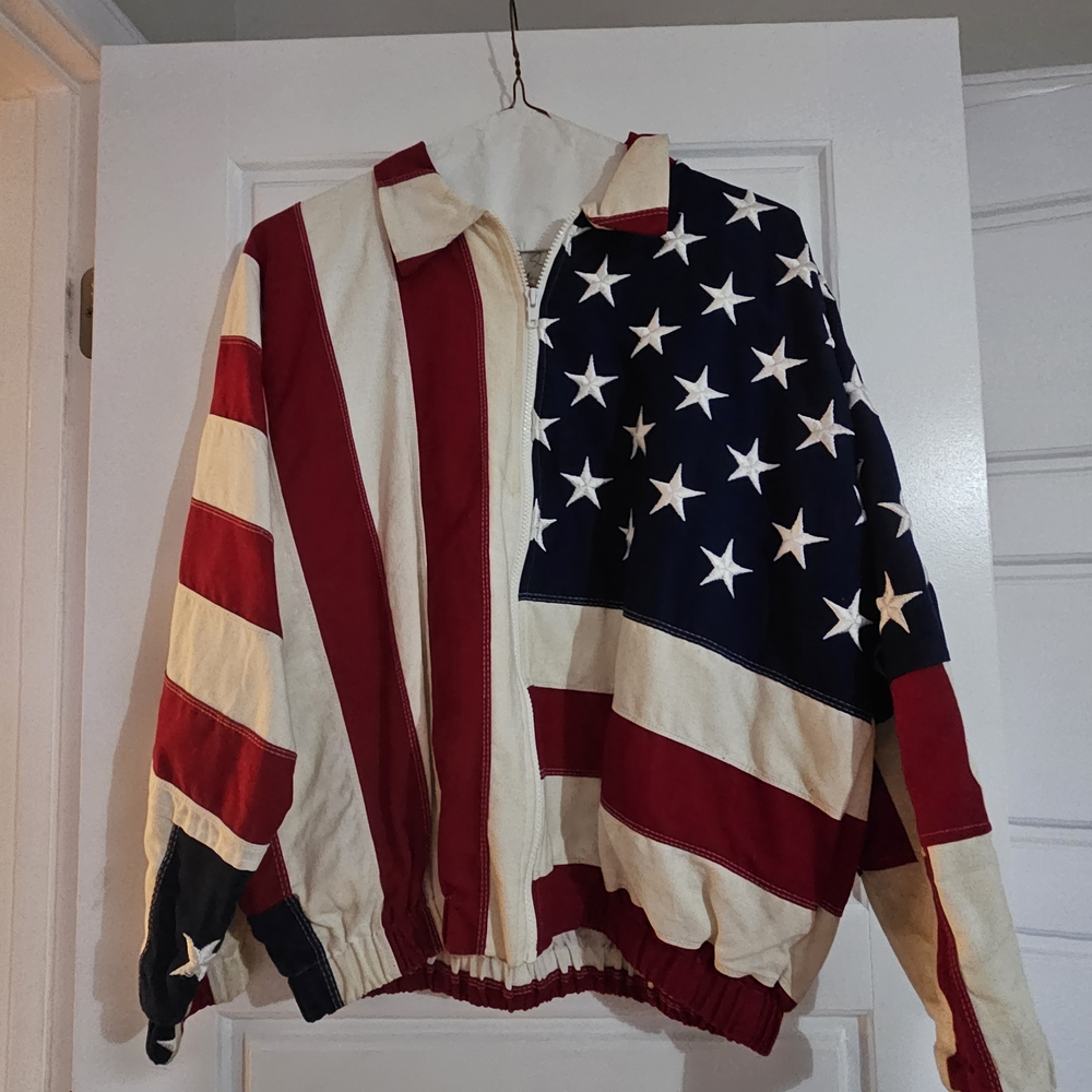 American Flag Bomber Jacket - Red, White & Blue